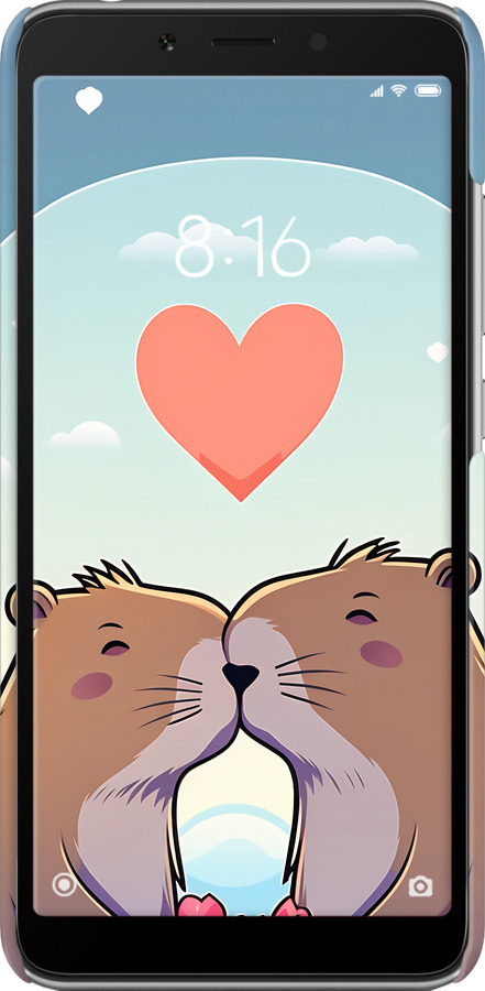 3D пластиковий матовий чехол Капібара кохання для Xiaomi Redmi 6A - 6027m-1531 изображение 