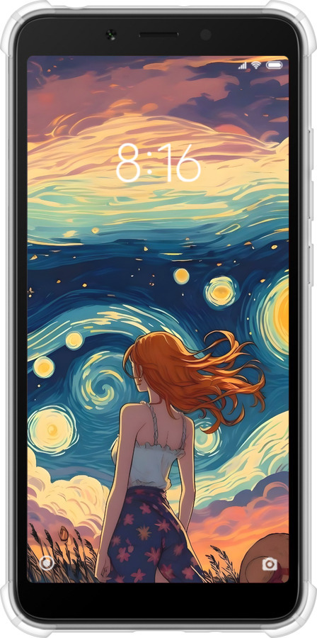 Силіконовий протиударний с посиленими кутами чехол Дівчина Арт для Xiaomi Redmi 6A - 6325sp-1531 изображение 
