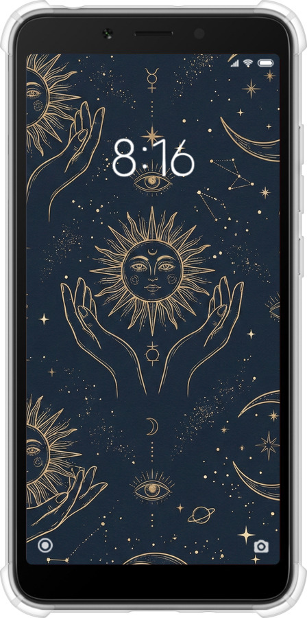 Силіконовий протиударний с посиленими кутами чехол Celestial Harmony: Sun & Moon Gold Mystic Pattern для Xiaomi Redmi 6A - 6778sp-1531 изображение 