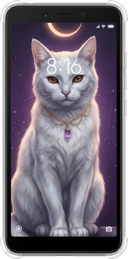Силіконовий протиударний с посиленими кутами чехол Mystic White Cat Gothic Dark Purple Gold для Xiaomi Redmi 6A - 6805sp-1531 изображение 