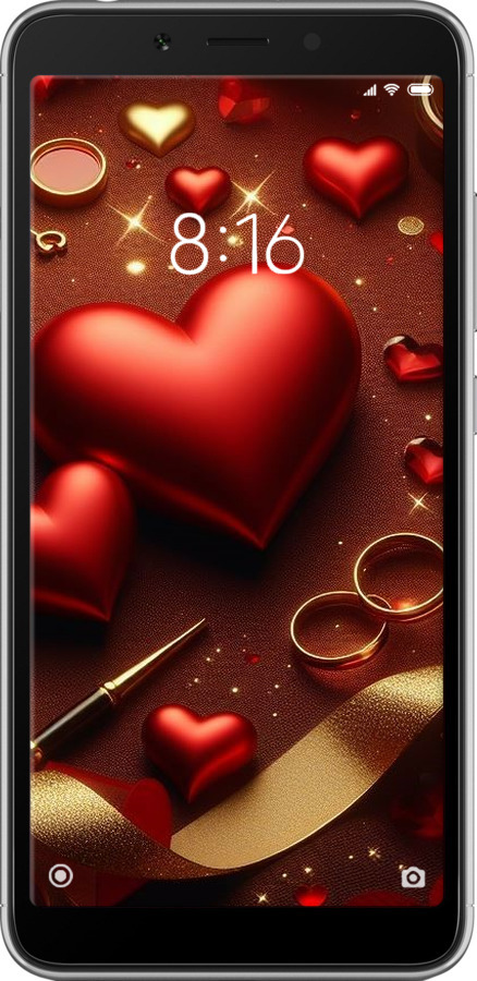 Силиконовый чехол Сердечки v3 для Xiaomi Redmi 6A - 5833u-1531 изображение 