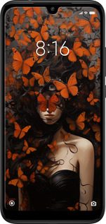 TPU чехол Девушка с оранжевыми бабочками для Xiaomi Redmi 7 - 5941b-1669 изображение 