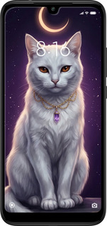 TPU чехол Mystic White Cat Gothic Dark Purple Gold для Xiaomi Redmi 7 - 6805b-1669 изображение 