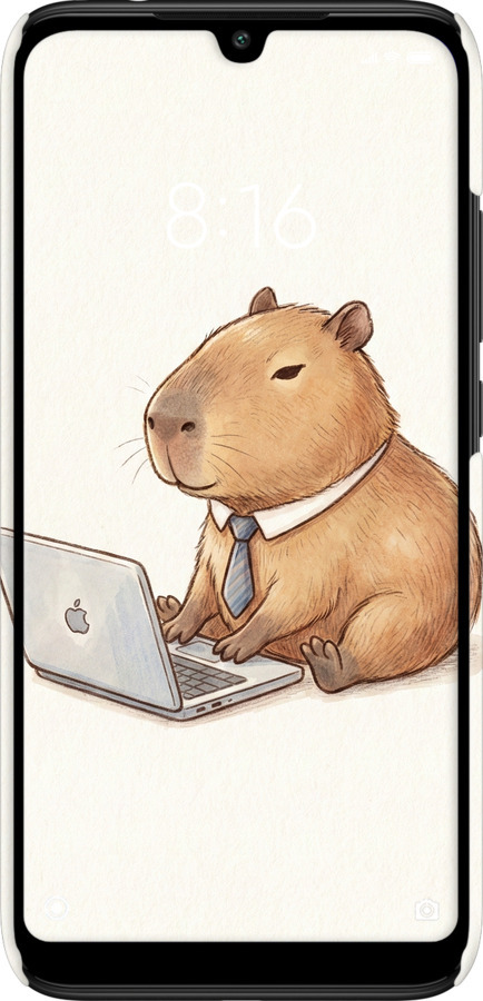 3D пластиковый матовый чехол Funny Capybara CEO Working для Xiaomi Redmi 7 - 6777m-1669 изображение 