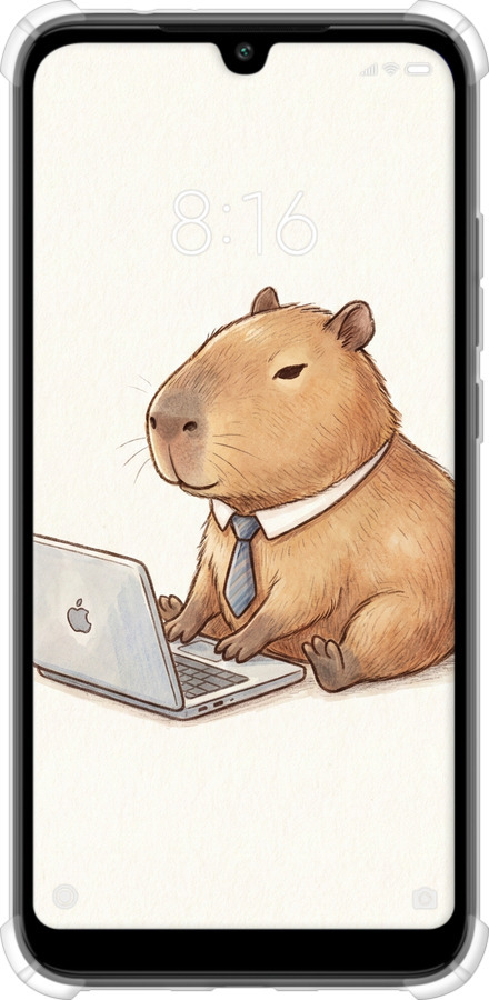 Силикон с усиленными углами чехол Funny Capybara CEO Working для Xiaomi Redmi 7 - 6777sp-1669 изображение 
