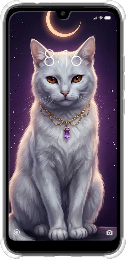 Силикон с усиленными углами чехол Mystic White Cat Gothic Dark Purple Gold для Xiaomi Redmi 7 - 6805sp-1669 изображение 