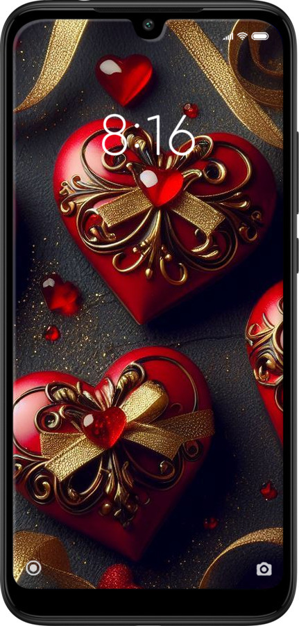 2D пластиковый чехол Сердечки v4 для Xiaomi Redmi 7 - 5834t-1669 изображение 