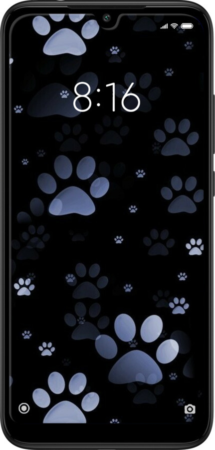 2D пластиковый чехол С синими отпечатками лап для Xiaomi Redmi 7 - 6441t-1669 изображение 