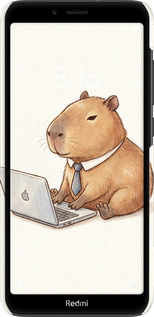 3D пластиковый матовый чехол Funny Capybara CEO Working для Xiaomi Redmi 7A - 6777m-1716 изображение 