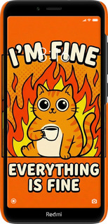 3D пластиковый матовый чехол Funny Cat для Xiaomi Redmi 7A - 6786m-1716 изображение 