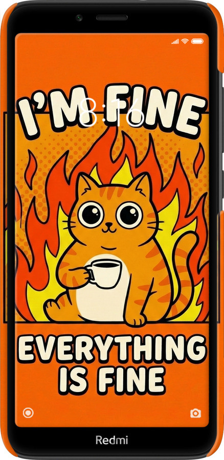 3D пластиковый матовый чехол Funny Cat для Xiaomi Redmi 7A - 6786m-1716 изображение 