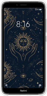 Силіконовий протиударний с посиленими кутами чехол Celestial Harmony: Sun & Moon Gold Mystic Pattern для Xiaomi Redmi 7A - 6778sp-1716 изображение 