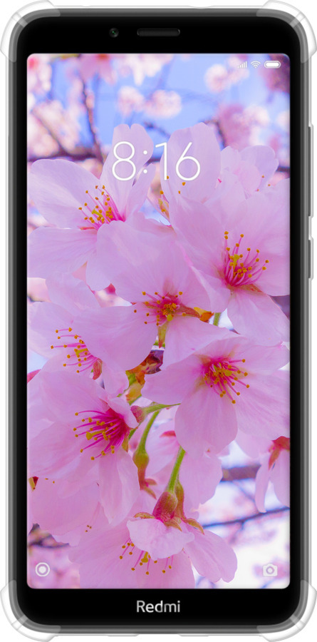 Силіконовий протиударний с посиленими кутами чехол Сакура для Xiaomi Redmi 7A - 6029sp-1716 изображение 