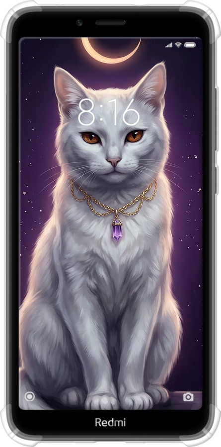 Силіконовий протиударний с посиленими кутами чехол Mystic White Cat Gothic Dark Purple Gold для Xiaomi Redmi 7A - 6805sp-1716 изображение 
