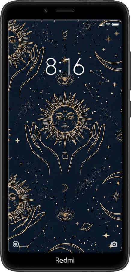 2D пластиковий чехол Celestial Harmony: Sun & Moon Gold Mystic Pattern для Xiaomi Redmi 7A - 6778t-1716 изображение 