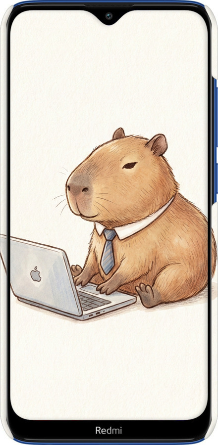 3D пластиковый матовый чехол Funny Capybara CEO Working для Xiaomi Redmi 8 - 6777m-1806 изображение 