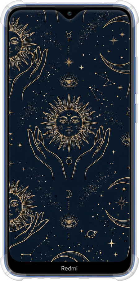 Силикон с усиленными углами чехол Celestial Harmony: Sun & Moon Gold Mystic Pattern для Xiaomi Redmi 8 - 6778sp-1806 изображение 