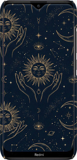 3D пластиковый матовый чехол Celestial Harmony: Sun & Moon Gold Mystic Pattern для Xiaomi Redmi 8A - 6778m-1794 изображение 