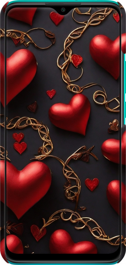 3D пластиковый матовый чехол Сердечки для Xiaomi Redmi 9 - 5831m-2019 изображение 