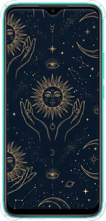 Силикон с усиленными углами чехол Celestial Harmony: Sun & Moon Gold Mystic Pattern для Xiaomi Redmi 9 - 6778sp-2019 изображение 
