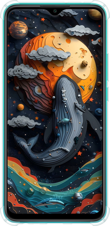 Силіконовий протиударний с посиленими кутами чехол Кит у космосі для Xiaomi Redmi 9 - 6328sp-2019 изображение 