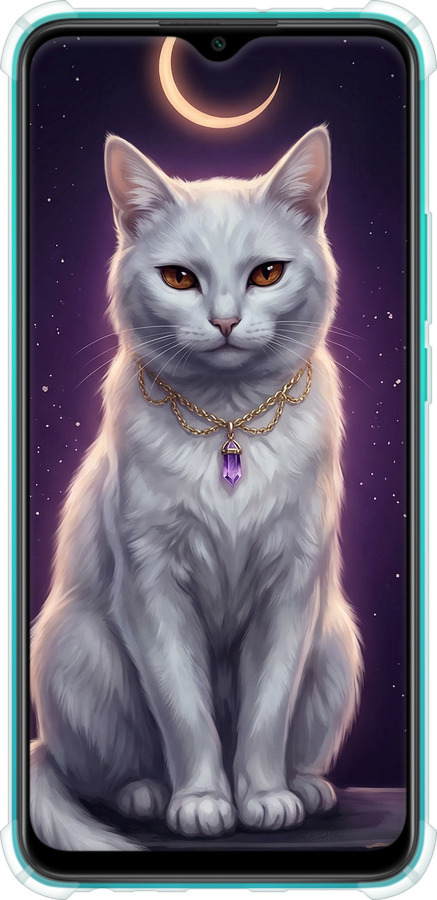 Силикон с усиленными углами чехол Mystic White Cat Gothic Dark Purple Gold для Xiaomi Redmi 9 - 6805sp-2019 изображение 
