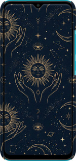 3D пластиковый матовый чехол Celestial Harmony: Sun & Moon Gold Mystic Pattern для Xiaomi Redmi 9A - 6778m-2034 изображение 