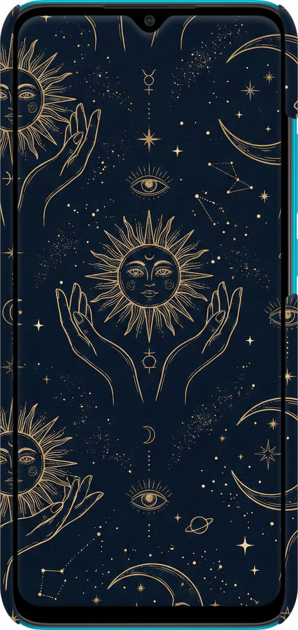 3D пластиковый матовый чехол Celestial Harmony: Sun & Moon Gold Mystic Pattern для Xiaomi Redmi 9A - 6778m-2034 изображение 