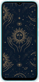 Силикон с усиленными углами чехол Celestial Harmony: Sun & Moon Gold Mystic Pattern для Xiaomi Redmi 9A - 6778sp-2034 изображение 