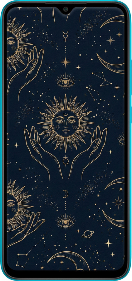 Силіконовий чехол Celestial Harmony: Sun & Moon Gold Mystic Pattern для Xiaomi Redmi 9A - 6778u-2034 изображение 