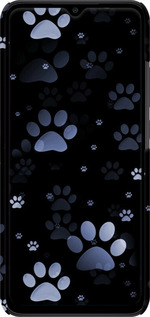 3D пластиковый матовый чехол С синими отпечатками лап для Xiaomi Redmi 9C - 6441m-2035 изображение 