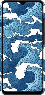 3D пластиковый матовый чехол Абстрактный рисунок морских волн для Xiaomi Redmi 9C - 6538m-2035 изображение 
