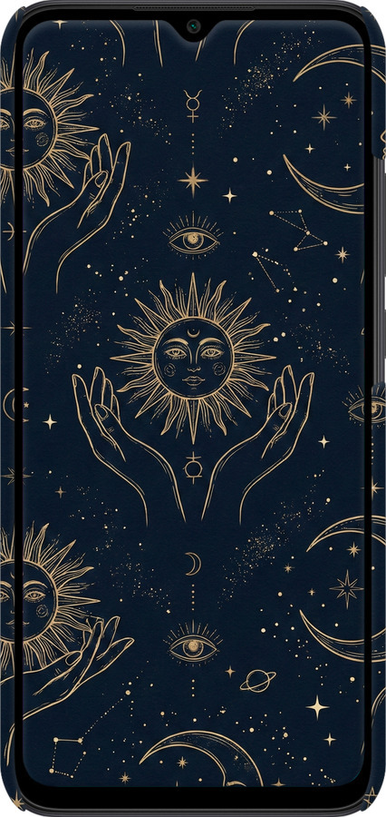 3D пластиковий матовий чехол Celestial Harmony: Sun & Moon Gold Mystic Pattern для Xiaomi Redmi 9C - 6778m-2035 изображение 