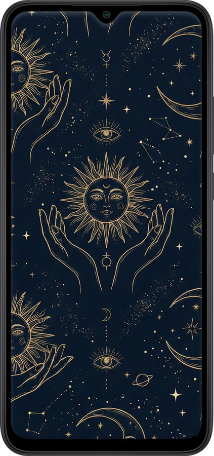 Силиконовый чехол Celestial Harmony: Sun & Moon Gold Mystic Pattern для Xiaomi Redmi 9C - 6778u-2035 изображение 