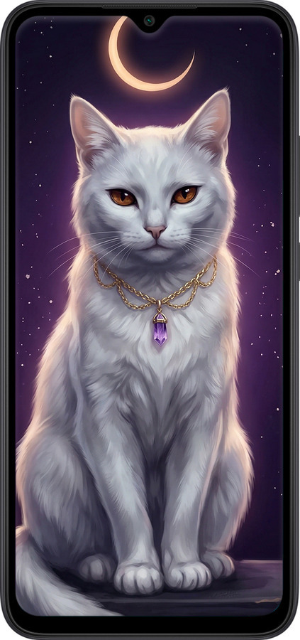 2D пластиковый чехол Mystic White Cat Gothic Dark Purple Gold для Xiaomi Redmi 9C - 6805t-2035 изображение 