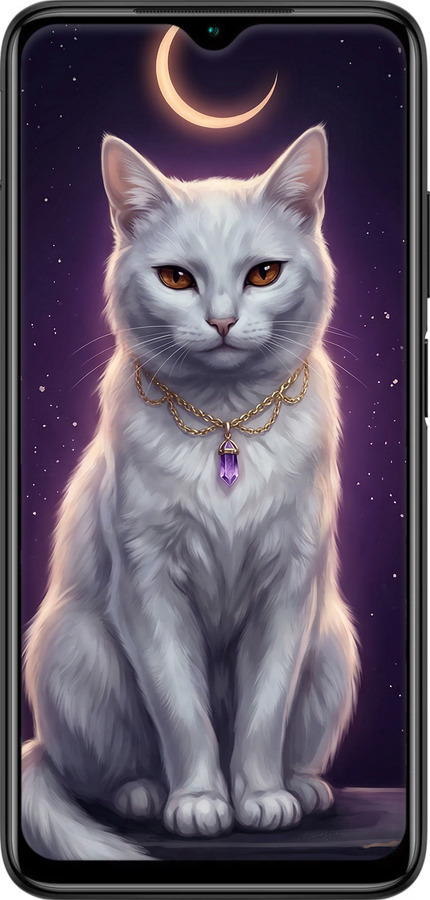 TPU чехол Mystic White Cat Gothic Dark Purple Gold для Xiaomi Redmi 9T - 6805b-2257 изображение 