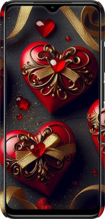 3D пластиковый матовый чехол Сердечки v4 для Xiaomi Redmi 9T - 5834m-2257 изображение 