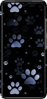 3D пластиковый матовый чехол С синими отпечатками лап для Xiaomi Redmi 9T - 6441m-2257 изображение 