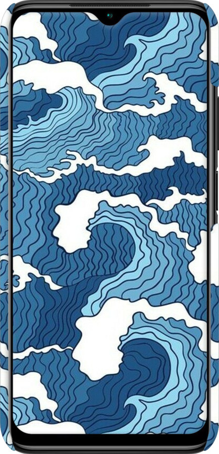 3D пластиковый матовый чехол Абстрактный рисунок морских волн для Xiaomi Redmi 9T - 6538m-2257 изображение 