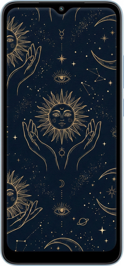 Силиконовый чехол Celestial Harmony: Sun & Moon Gold Mystic Pattern для Xiaomi Redmi A1 Plus - 6778u-2942 изображение 