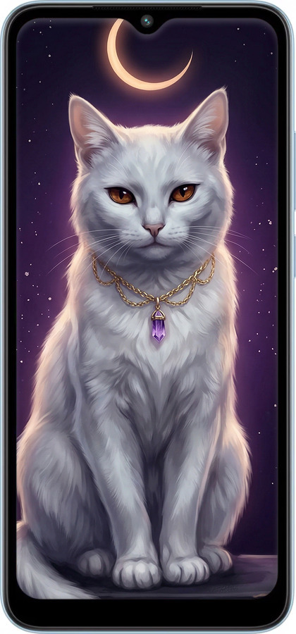 Силиконовый чехол Mystic White Cat Gothic Dark Purple Gold для Xiaomi Redmi A1 Plus - 6805u-2942 изображение 