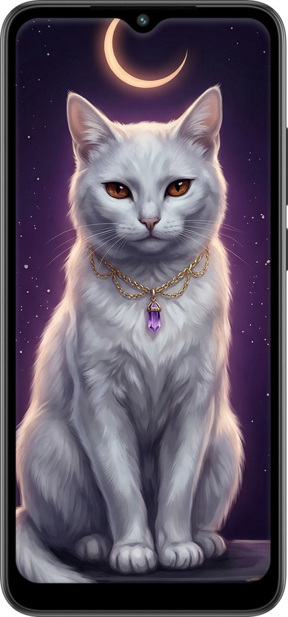 Силиконовый чехол Mystic White Cat Gothic Dark Purple Gold для Xiaomi Redmi A2 - 6805u-3026 изображение 