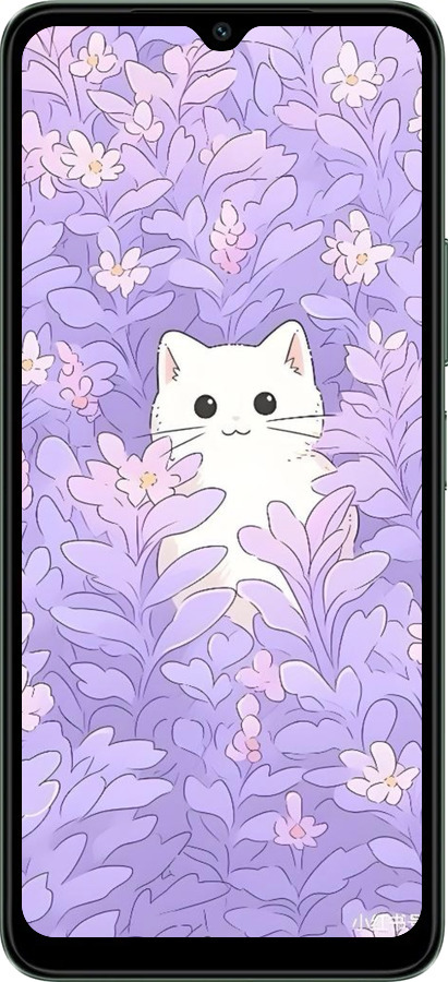 Силиконовый чехол Котик в цветах для Xiaomi Redmi A3 - 6390u-3657 изображение 