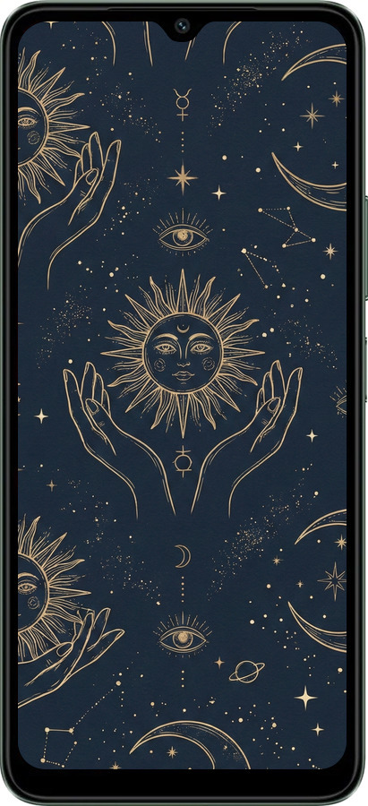 Силиконовый чехол Celestial Harmony: Sun & Moon Gold Mystic Pattern для Xiaomi Redmi A3 - 6778u-3657 изображение 