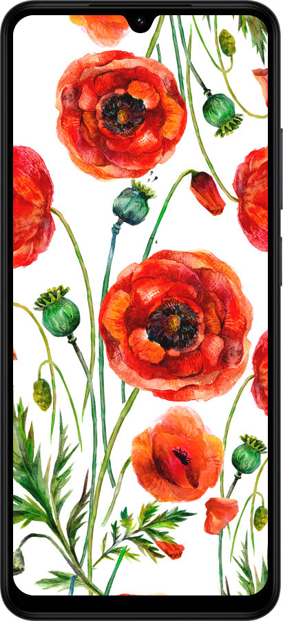 Силиконовый чехол Нарисованные маки для Xiaomi Redmi A5 4G - 4278u-3926 изображение 