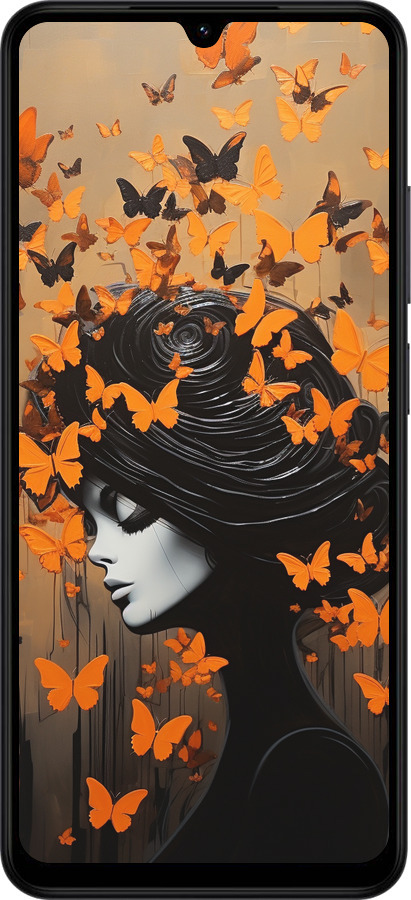 Силіконовий чехол Чохол для телефону Дівчина з помаранчевими метеликами для Xiaomi Redmi A5 4G - 5940u-3926 изображение 