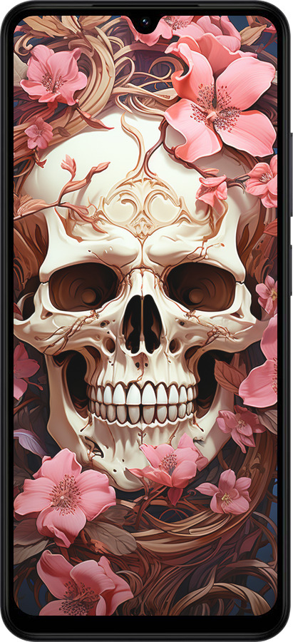 Силиконовый чехол Череп в розовых цветах для Xiaomi Redmi A5 4G - 5965u-3926 изображение 