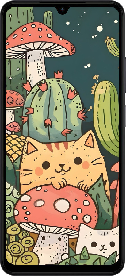 Силиконовый чехол Коты грибы для Xiaomi Redmi A5 4G - 6321u-3926 изображение 