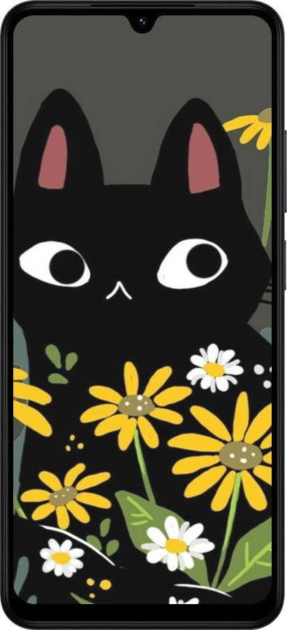 Силіконовий чехол Чорний кіт з квітами для Xiaomi Redmi A5 4G - 6448u-3926 изображение 