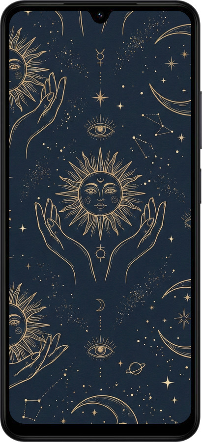 Силиконовый чехол Celestial Harmony: Sun & Moon Gold Mystic Pattern для Xiaomi Redmi A5 4G - 6778u-3926 изображение 